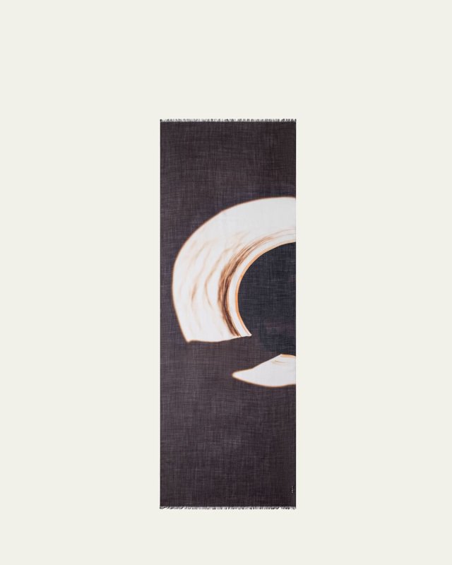Cashmere and Silk Mocca Loop Print Scarf